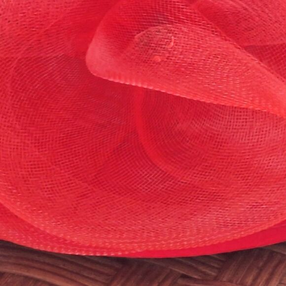 Vintage Wool RED Fascinator Hat Organza Kentucky Derby Church Bridal Tea Wedding - Picture 11 of 14